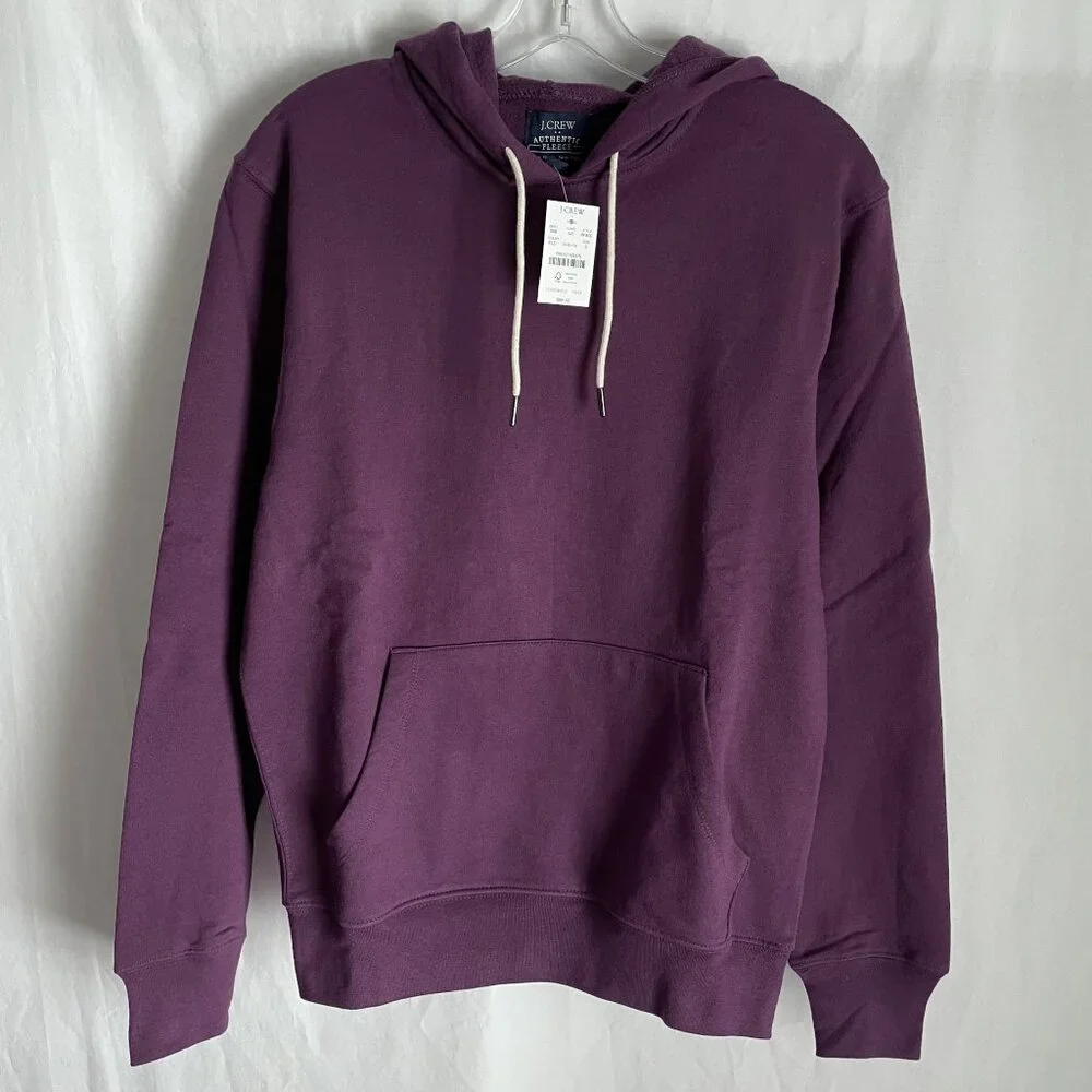NWT J. Crew Mens Giza Fleece Hoodie Size S Purple Unisex